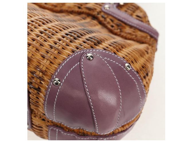 Borsa a Mano Gancini Salvatore Ferragamo Rattan Beige Argento Auth 154682V - vista 17