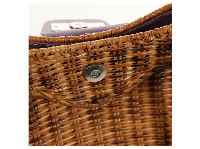 Borsa a Mano Gancini Salvatore Ferragamo Rattan Beige Argento Auth 154682V - vista 19