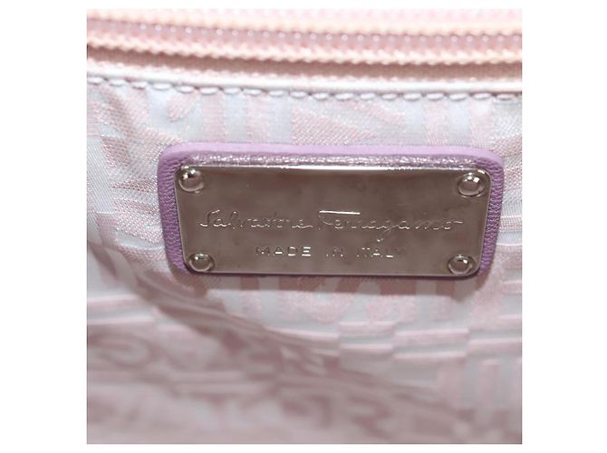 Borsa a Mano Gancini Salvatore Ferragamo Rattan Beige Argento Auth 154682V - vista 21