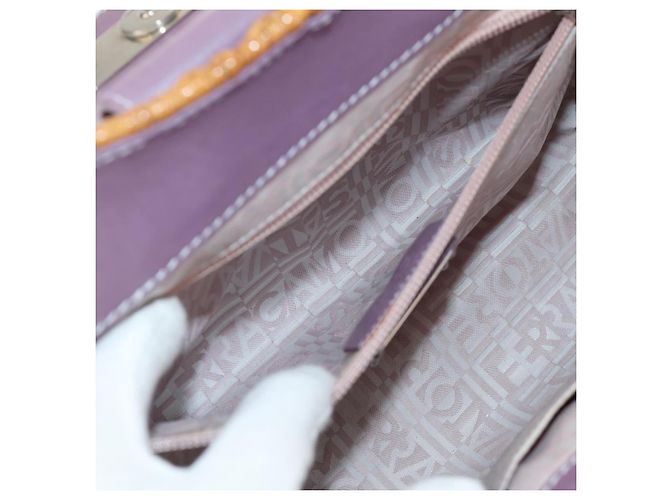 Borsa a Mano Gancini Salvatore Ferragamo Rattan Beige Argento Auth 154682V - vista 27