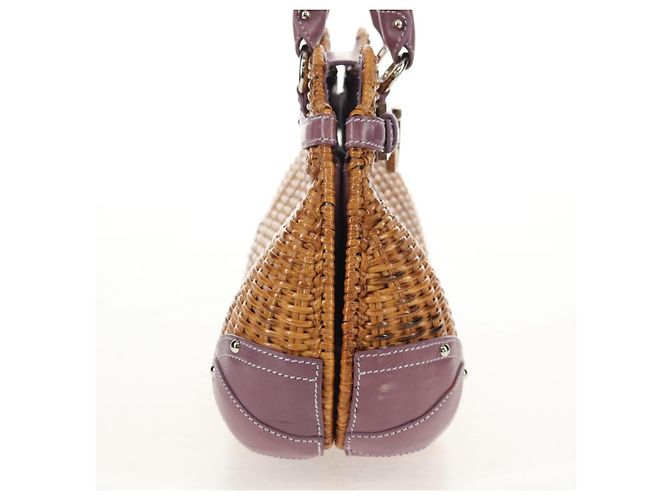 Borsa a Mano Gancini Salvatore Ferragamo Rattan Beige Argento Auth 154682V - vista 4