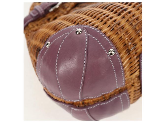 Borsa a Mano Gancini Salvatore Ferragamo Rattan Beige Argento Auth 154682V - vista 8
