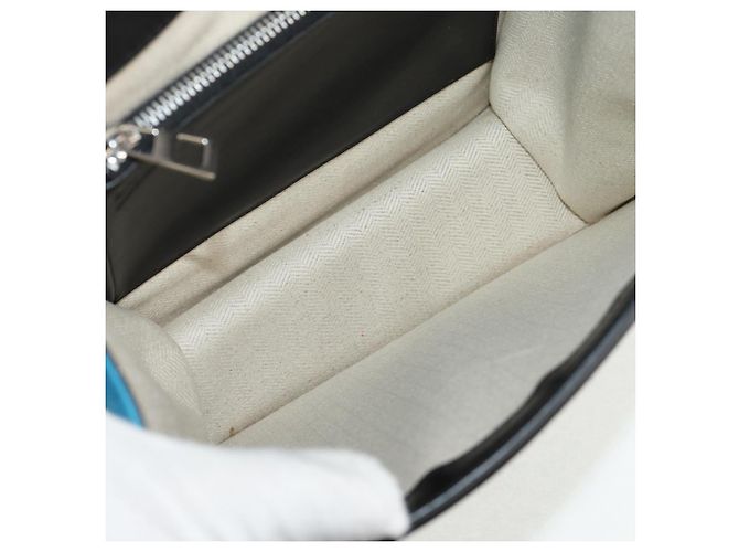 LOEWE V Anagram Borsa a Spalla con Catena Pelle Suede 2in1 Blu Argento Auth 154755V - vista 11