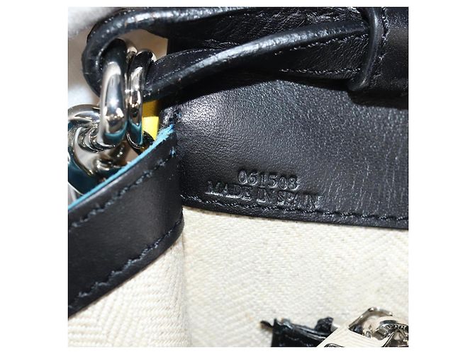 LOEWE V Anagram Borsa a Spalla con Catena Pelle Suede 2in1 Blu Argento Auth 154755V - vista 12