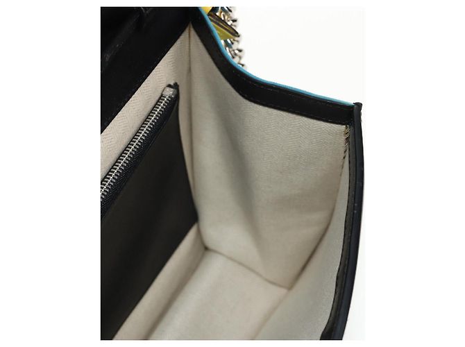 LOEWE V Anagram Borsa a Spalla con Catena Pelle Suede 2in1 Blu Argento Auth 154755V - vista 22
