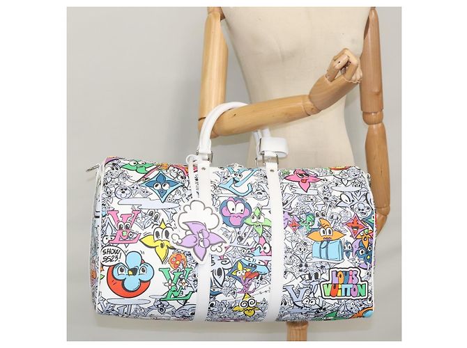 LOUIS VUITTON Borsa Keepall Bandoulière 50 Monogram Comics M21863 Auth LV 95131SM Bianco - vista 39