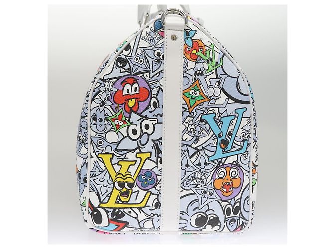 LOUIS VUITTON Borsa Keepall Bandoulière 50 Monogram Comics M21863 Auth LV 95131SM Bianco - vista 4