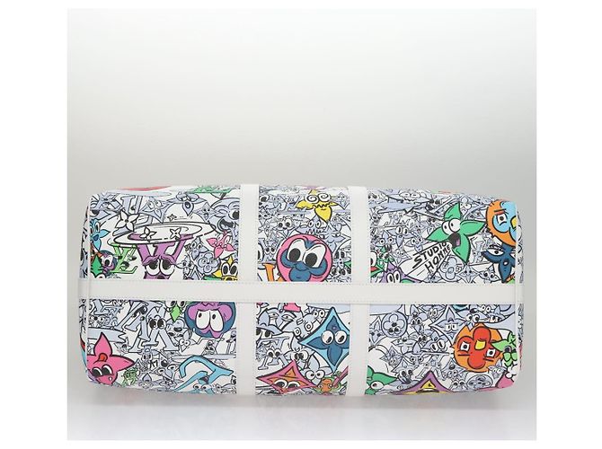 LOUIS VUITTON Borsa Keepall Bandoulière 50 Monogram Comics M21863 Auth LV 95131SM Bianco - vista 5