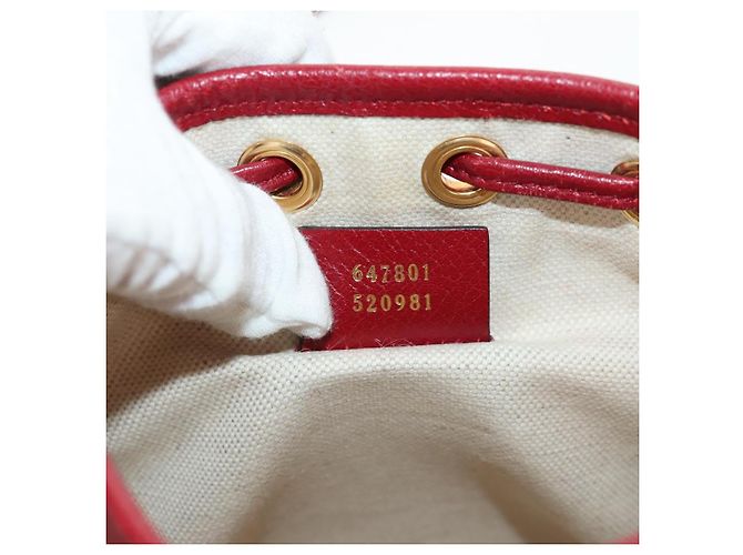 Gucci Mini Bucket Bag Doraemon Micro GG Supreme aus PVC Beige 647801 Auth 157883SM Golden - Ansicht 11