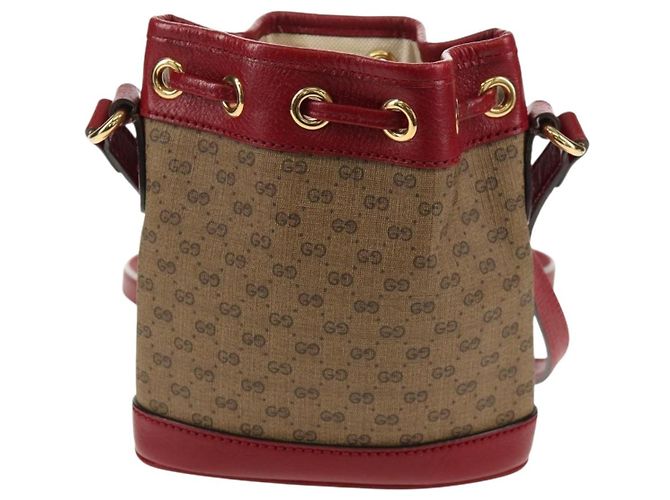Gucci Mini Bucket Bag Doraemon Micro GG Supreme aus PVC Beige 647801 Auth 157883SM Golden - Ansicht 2
