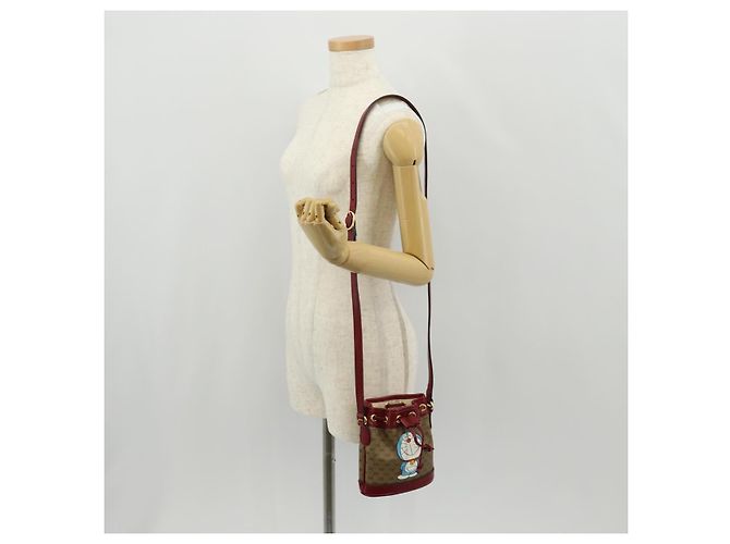 Gucci Mini Bucket Bag Doraemon Micro GG Supreme aus PVC Beige 647801 Auth 157883SM Golden - Ansicht 24