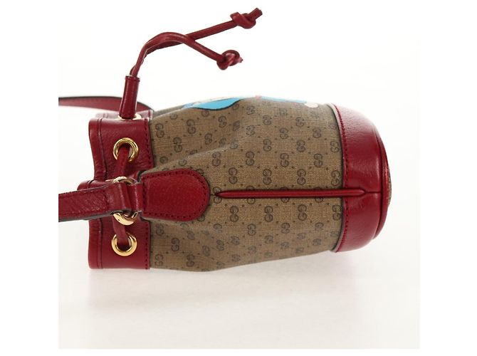 Gucci Mini Bucket Bag Doraemon Micro GG Supreme aus PVC Beige 647801 Auth 157883SM Golden - Ansicht 3