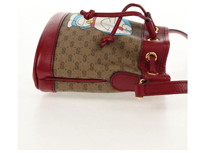 Gucci Mini Bucket Bag Doraemon Micro GG Supreme aus PVC Beige 647801 Auth 157883SM Golden - Ansicht 4