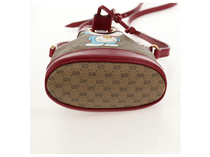 Gucci Mini Bucket Bag Doraemon Micro GG Supreme aus PVC Beige 647801 Auth 157883SM Golden - Ansicht 5