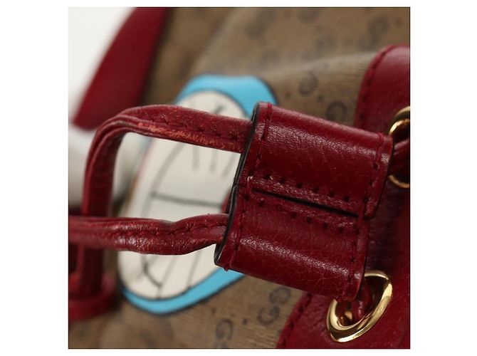 Gucci Mini Bucket Bag Doraemon Micro GG Supreme aus PVC Beige 647801 Auth 157883SM Golden - Ansicht 9