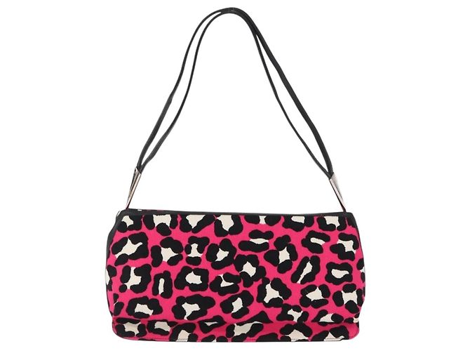 Bottega Veneta Borsa a Spalla in Tela Rosa Auth ka1377A - vista 13