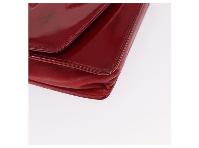 CHANEL COCO Borsa a Spalla Mark Chain Pelle Verniciata Rossa Oro CC Auth 165902A Rosso D'oro - vista 15
