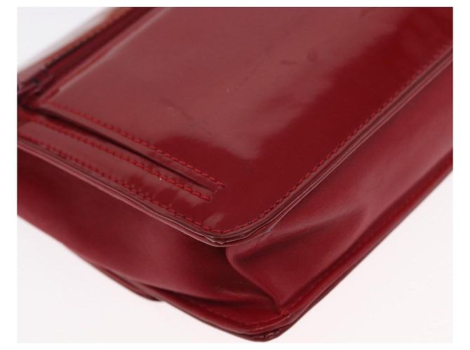 CHANEL COCO Borsa a Spalla Mark Chain Pelle Verniciata Rossa Oro CC Auth 165902A Rosso D'oro - vista 17