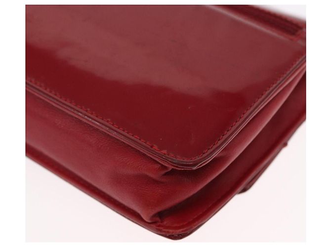 CHANEL COCO Borsa a Spalla Mark Chain Pelle Verniciata Rossa Oro CC Auth 165902A Rosso D'oro - vista 18