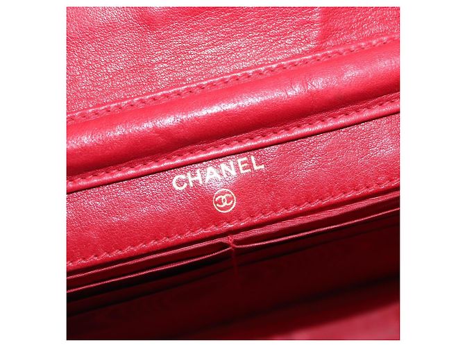 CHANEL COCO Borsa a Spalla Mark Chain Pelle Verniciata Rossa Oro CC Auth 165902A Rosso D'oro - vista 20