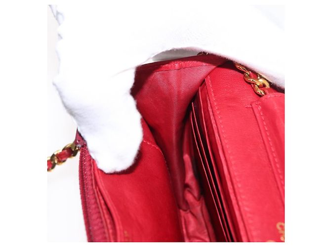 CHANEL COCO Borsa a Spalla Mark Chain Pelle Verniciata Rossa Oro CC Auth 165902A Rosso D'oro - vista 22