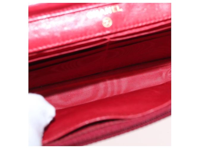 CHANEL COCO Borsa a Spalla Mark Chain Pelle Verniciata Rossa Oro CC Auth 165902A Rosso D'oro - vista 9