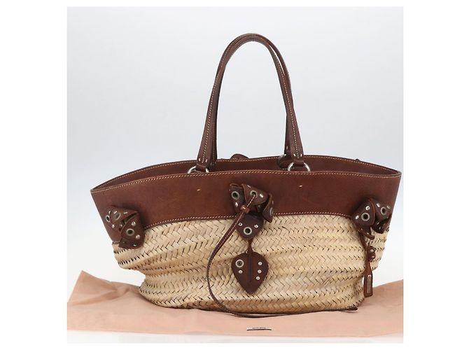 Miu Miu Handtasche Raffia Beige Silber Authentisch 159300V - Ansicht 12
