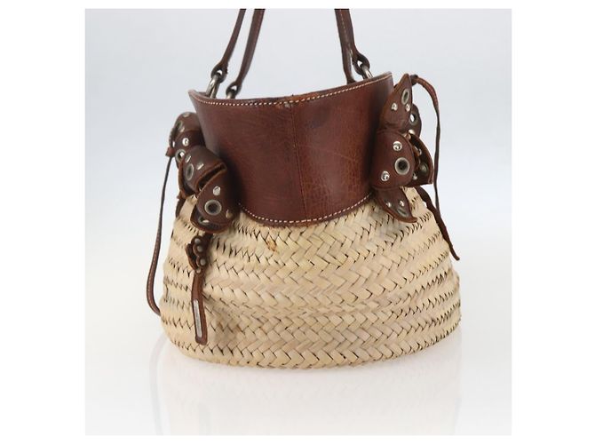 Miu Miu Handtasche Raffia Beige Silber Authentisch 159300V - Ansicht 4