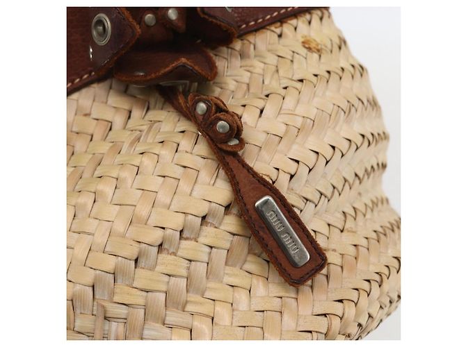 Miu Miu Handtasche Raffia Beige Silber Authentisch 159300V - Ansicht 9