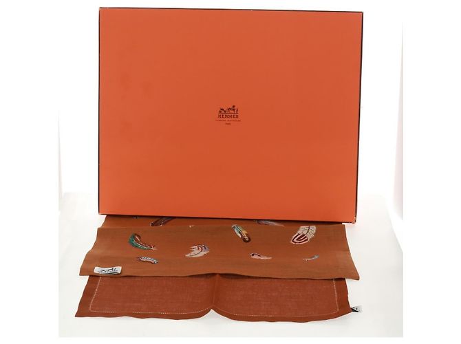 Hermès HERMES Platzmatte aus Canvas Braun Auth 165512M - Ansicht 21