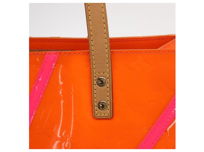 LOUIS VUITTON Borsa Reade MM Monogram Vernis Fluo Arancione Rosa M91902 Auth 169293V - vista 10