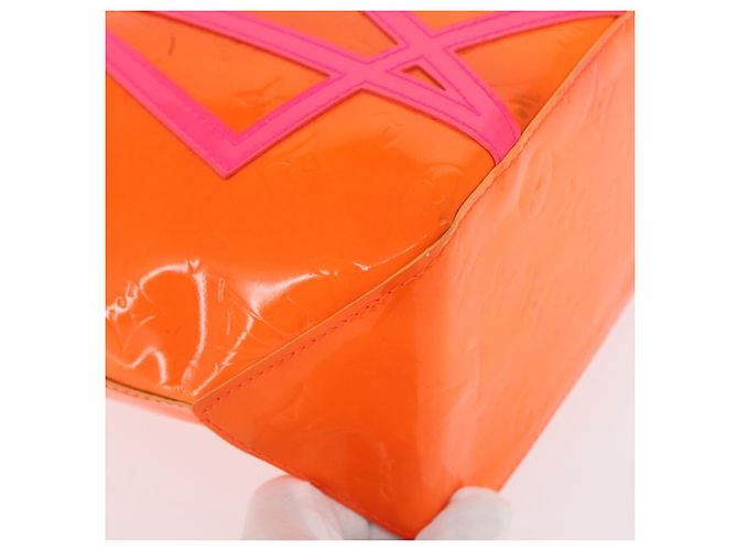 LOUIS VUITTON Borsa Reade MM Monogram Vernis Fluo Arancione Rosa M91902 Auth 169293V - vista 15