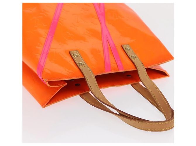 LOUIS VUITTON Borsa Reade MM Monogram Vernis Fluo Arancione Rosa M91902 Auth 169293V - vista 6