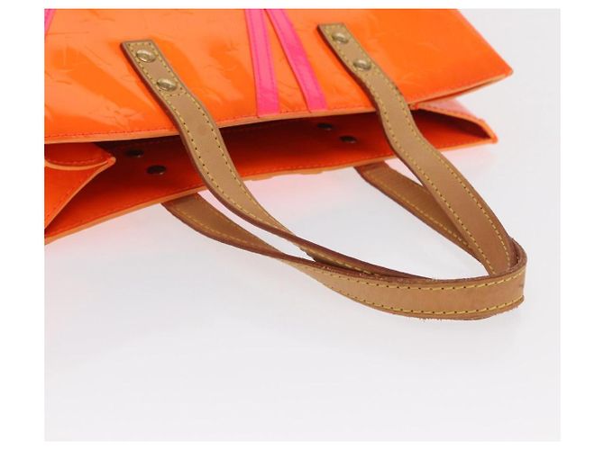 LOUIS VUITTON Borsa Reade MM Monogram Vernis Fluo Arancione Rosa M91902 Auth 169293V - vista 7