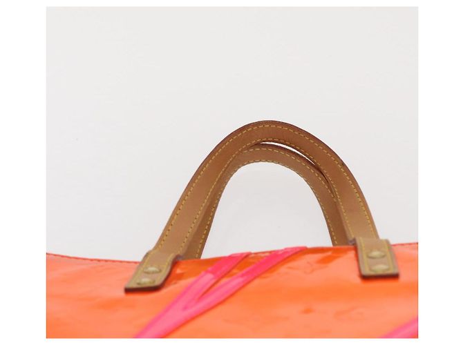 LOUIS VUITTON Borsa Reade MM Monogram Vernis Fluo Arancione Rosa M91902 Auth 169293V - vista 8