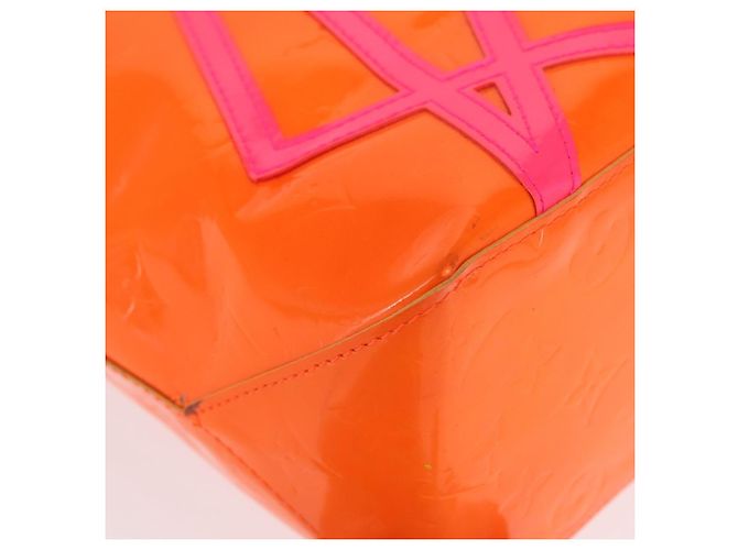 LOUIS VUITTON Borsa Reade MM Monogram Vernis Fluo Arancione Rosa M91902 Auth 169293V - vista 9