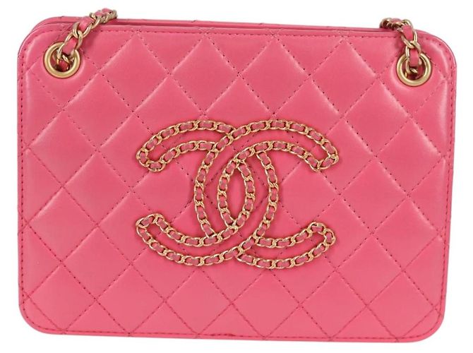 CHANEL Matelassé Schultertasche aus Lammleder Rosa Gold CC Auth 125468SAM Pink Golden - Ansicht 13