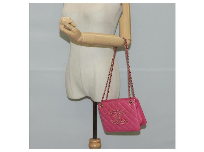 CHANEL Matelassé Schultertasche aus Lammleder Rosa Gold CC Auth 125468SAM Pink Golden - Ansicht 24