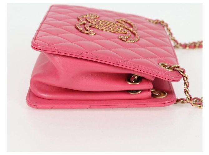 CHANEL Matelassé Schultertasche aus Lammleder Rosa Gold CC Auth 125468SAM Pink Golden - Ansicht 4