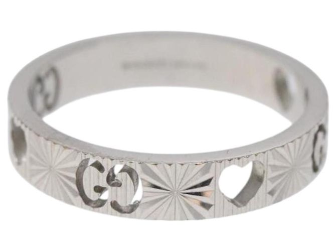 Anello Cuore GUCCI K18 Argento Oro (750) 4.4g (18K) Argento Auth 117299SAM - vista 2