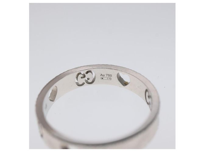Anello Cuore GUCCI K18 Argento Oro (750) 4.4g (18K) Argento Auth 117299SAM - vista 9