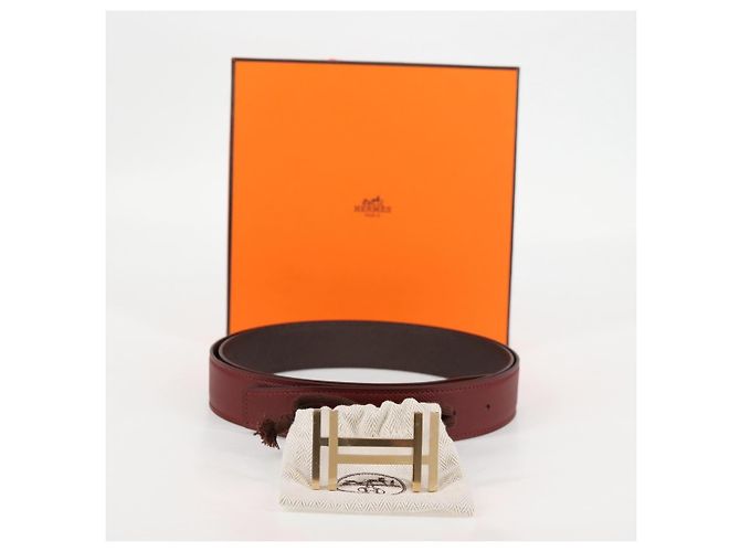 Hermès HERMES Constance Gürtel Leder 48"" Weinrot Auth 121287SAM Bordeaux - Ansicht 11