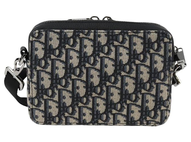 Borsa a Spalla in Tela Trotter Christian Dior Navy Argento Auth 121172SAM Blu navy - vista 2