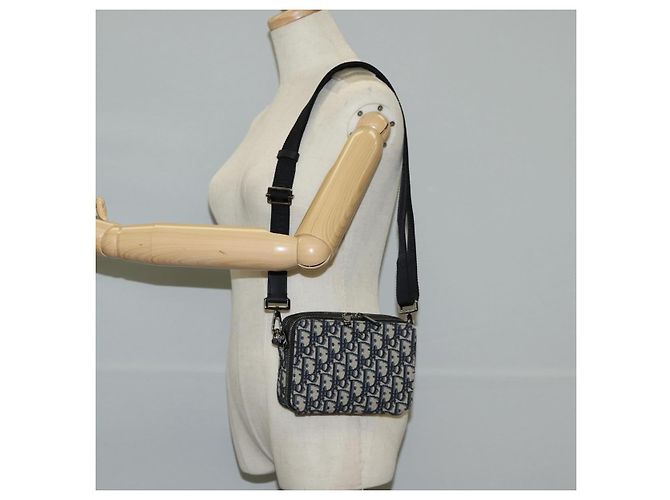 Borsa a Spalla in Tela Trotter Christian Dior Navy Argento Auth 121172SAM Blu navy - vista 24