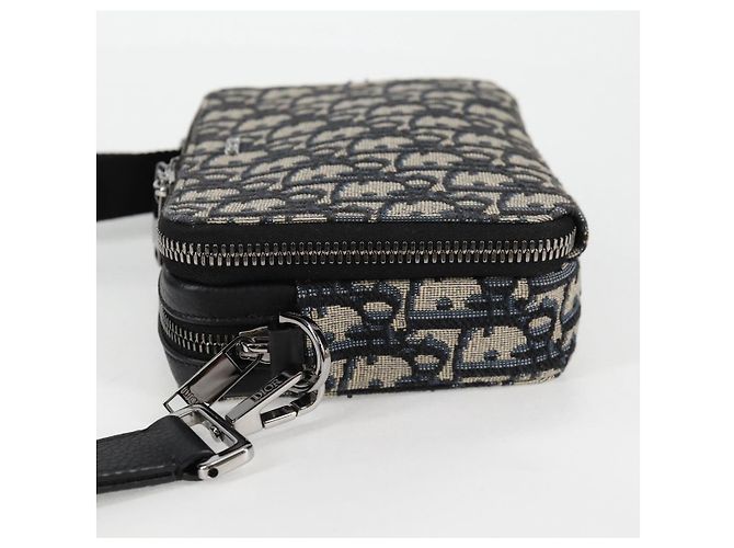 Borsa a Spalla in Tela Trotter Christian Dior Navy Argento Auth 121172SAM Blu navy - vista 3