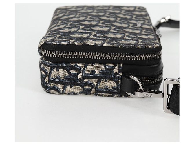 Borsa a Spalla in Tela Trotter Christian Dior Navy Argento Auth 121172SAM Blu navy - vista 4