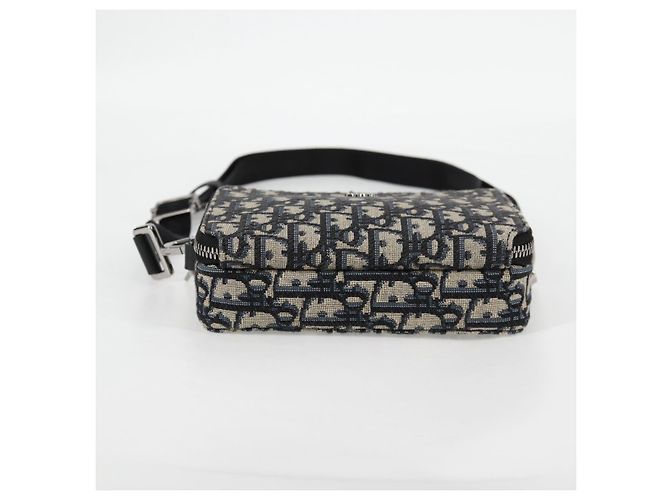 Borsa a Spalla in Tela Trotter Christian Dior Navy Argento Auth 121172SAM Blu navy - vista 5