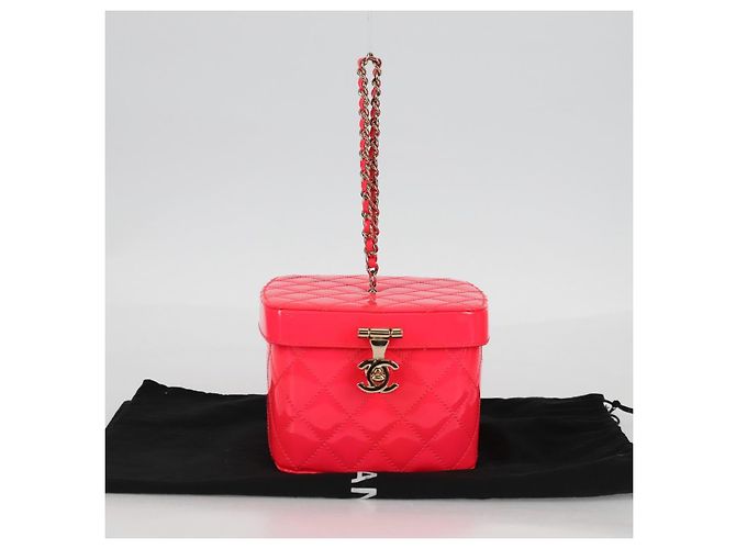 Vanity CHANEL Pochette Matelassé Smalto Rosa Oro CC Auth 123518SAM D'oro - vista 12