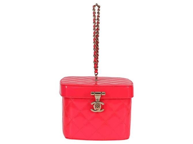 Vanity CHANEL Pochette Matelassé Smalto Rosa Oro CC Auth 123518SAM D'oro - vista 13
