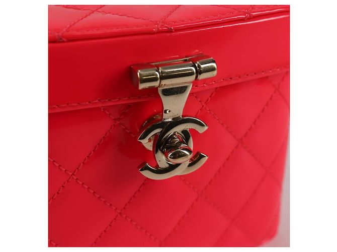 Vanity CHANEL Pochette Matelassé Smalto Rosa Oro CC Auth 123518SAM D'oro - vista 19
